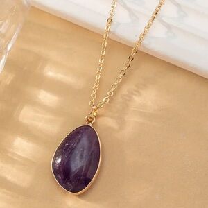 Elegant Genuine Amethyst Crystal Pendant Necklace